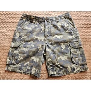 Outdoor Life Men's Camoflage 100% Cotton Drawstring Cargo Shorts, Size L/G